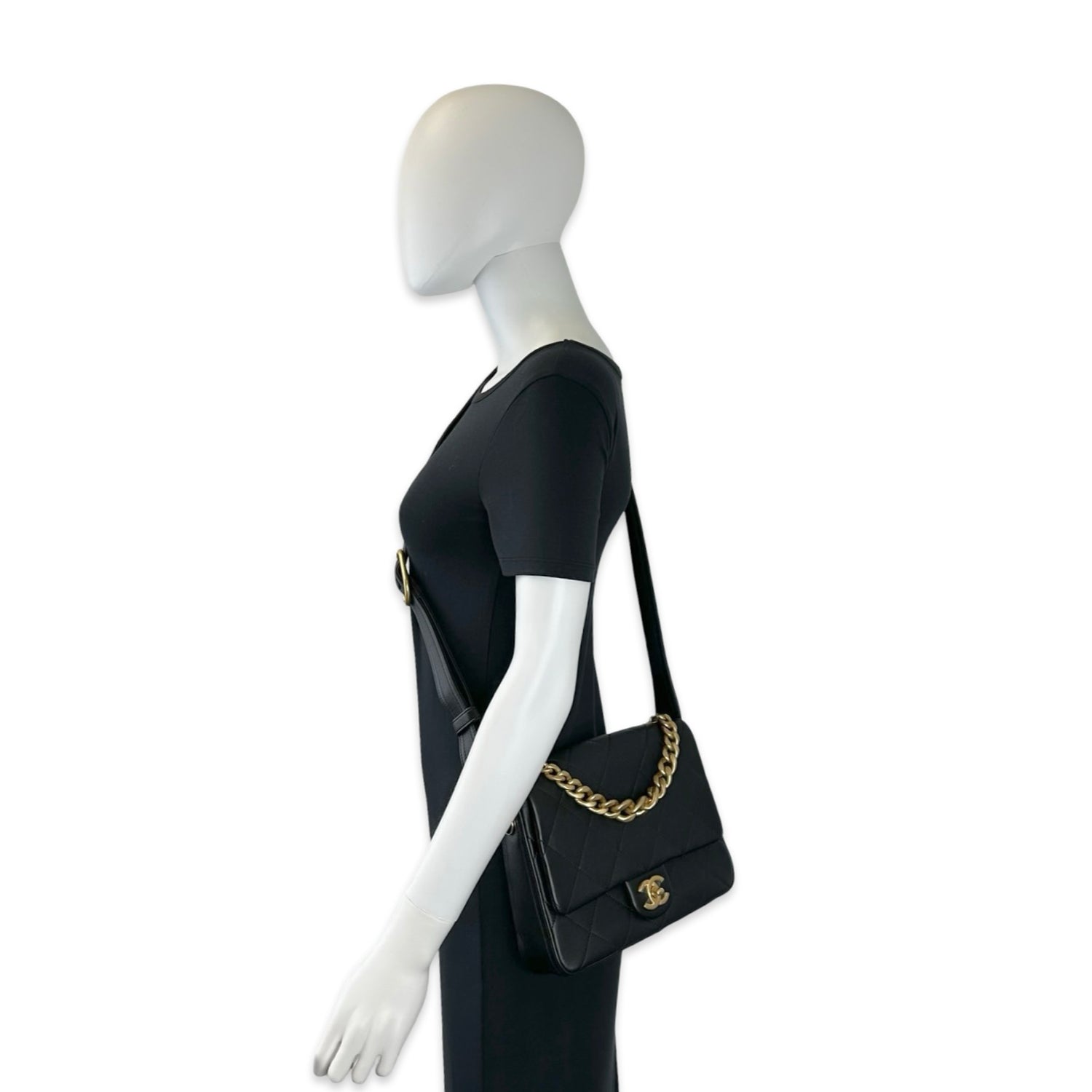 Chanel Quilted Lambskin CC Twist Lock Chain Handle Messenger
