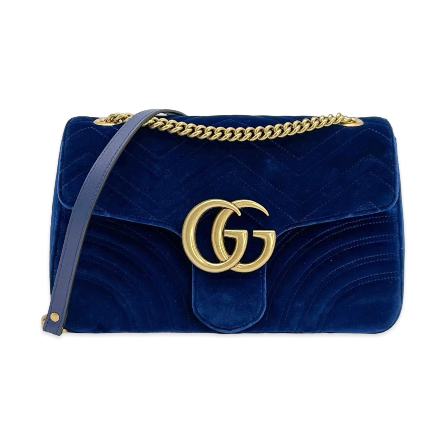 Gucci Quilted Velvet Medium GG Marmont Flap Bag