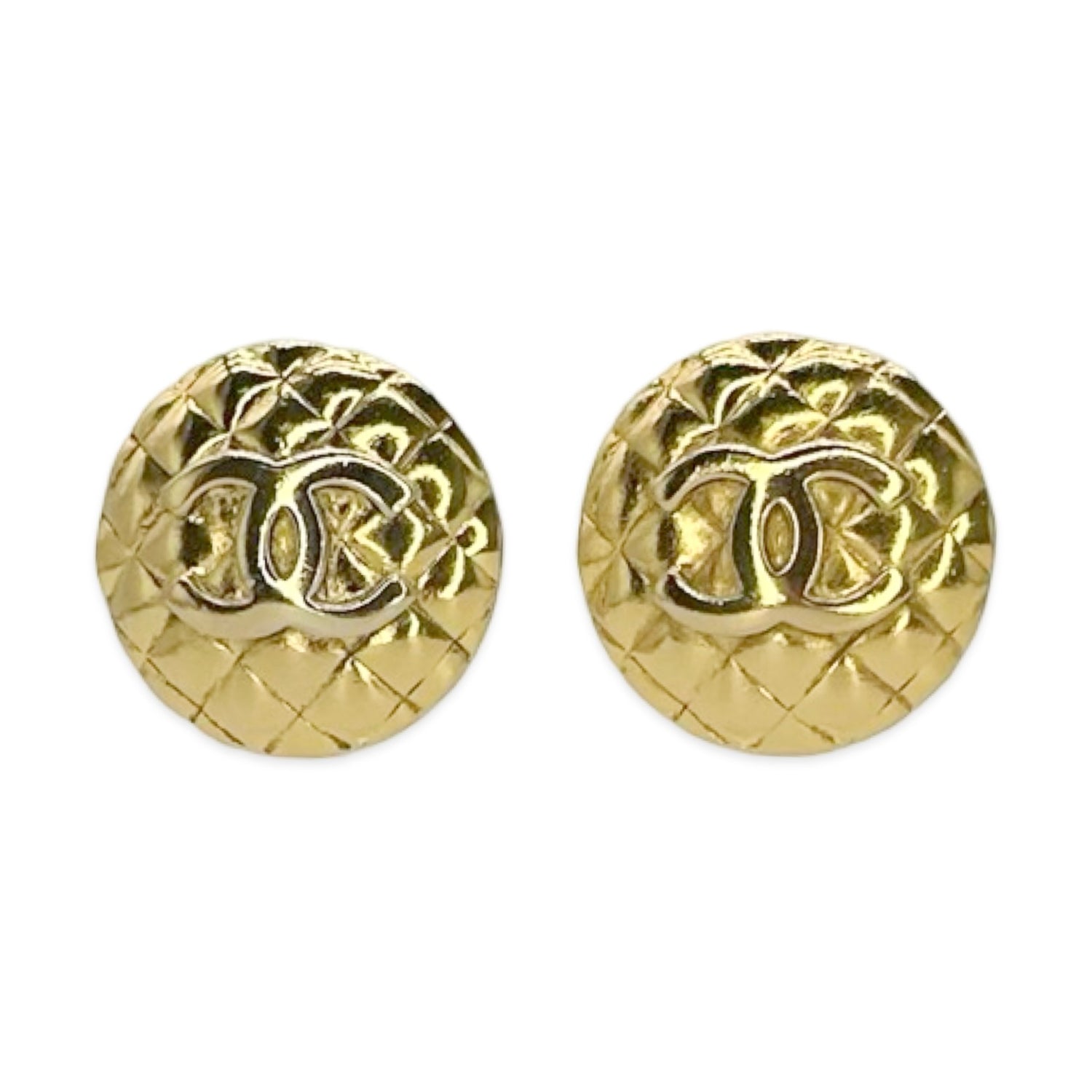 Chanel Quilted CC Medallion Clip On Earrings