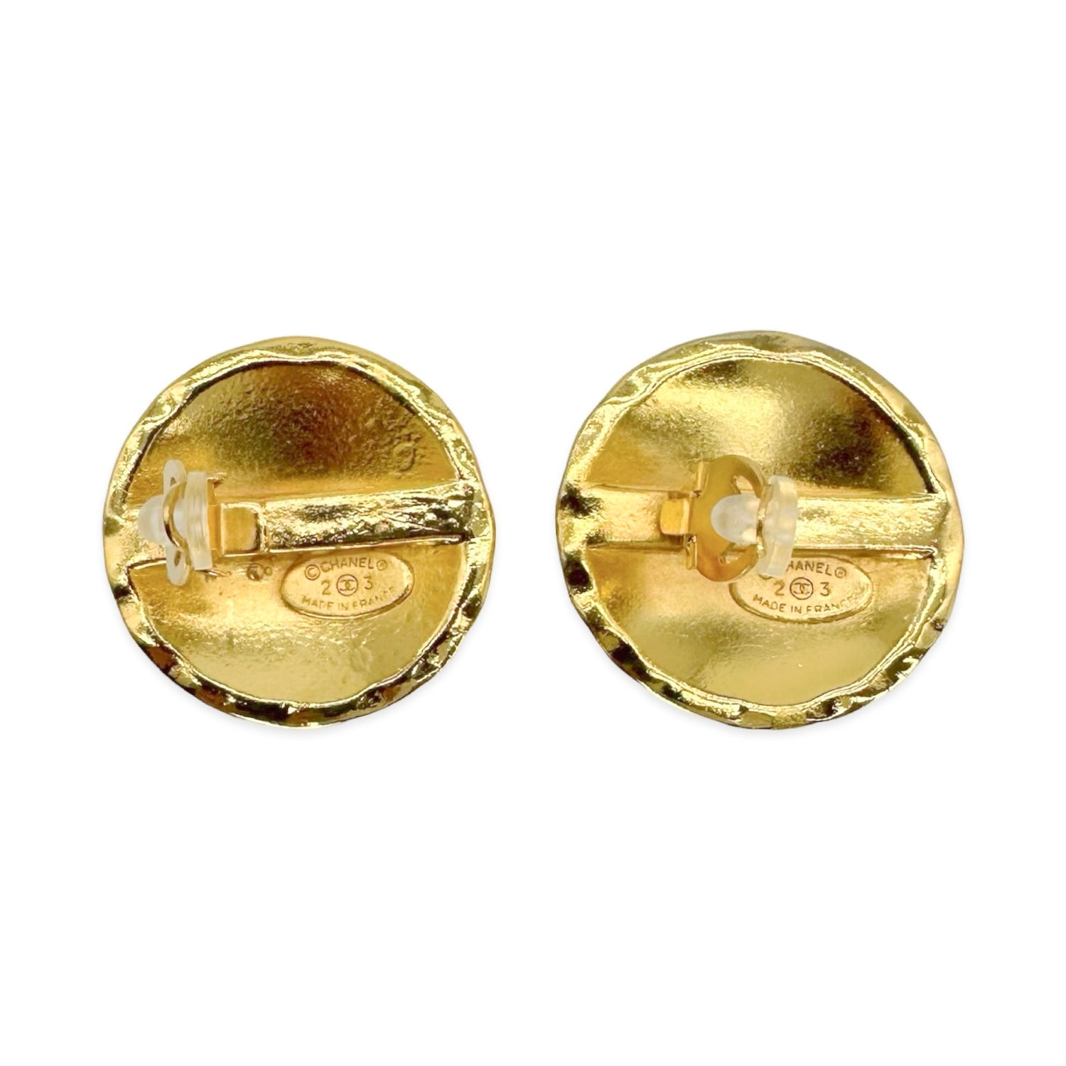 Chanel Quilted CC Medallion Clip On Earrings