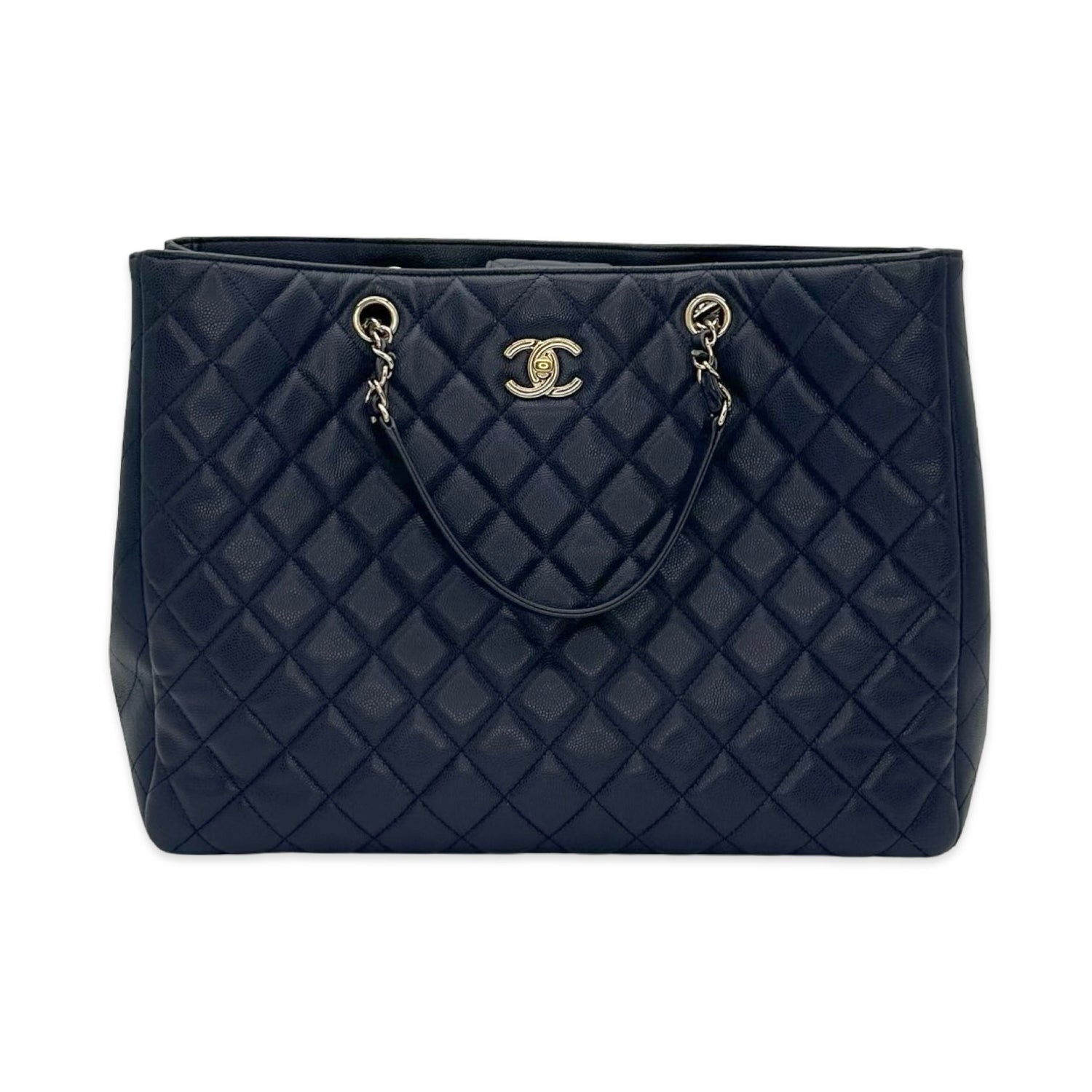 Chanel Quilted Caviar Twist Lock Shopping Tote