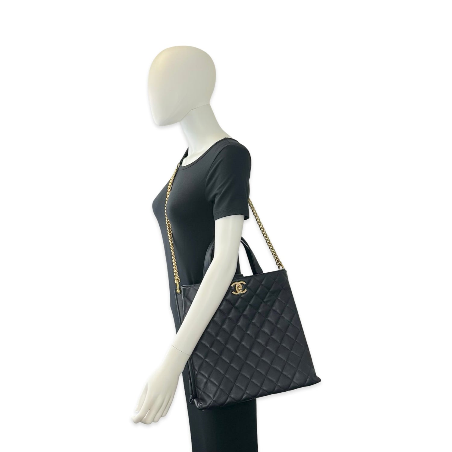 Chanel Quilted Lambskin Vertical Twist Lock Tote