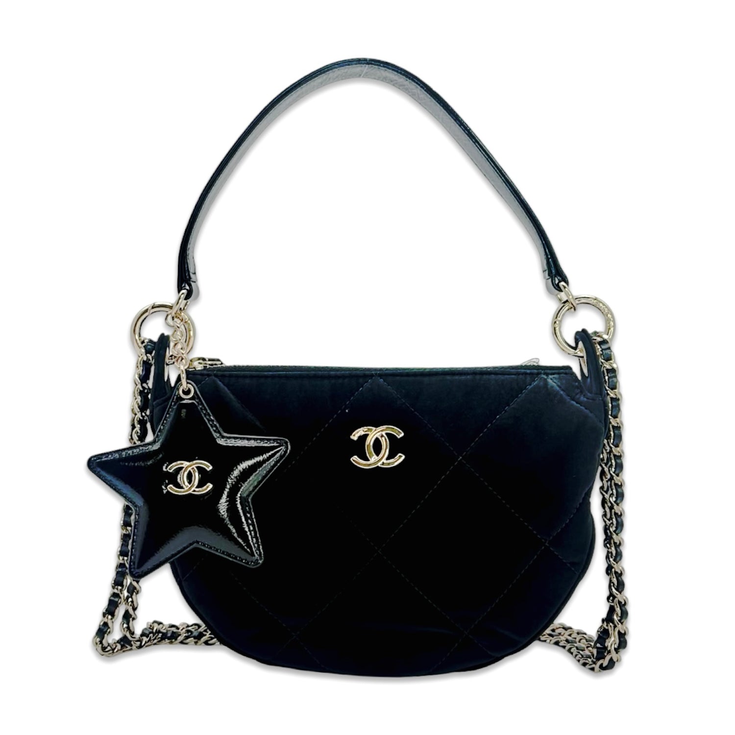 Chanel Quilted Nylon Velvet Coco Crossbody Pouch