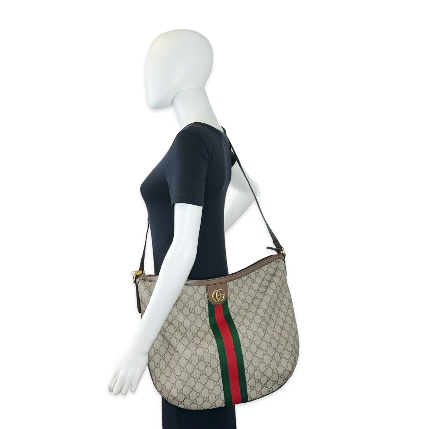 Gucci GG Supreme Ophidia Half Moon Hobo