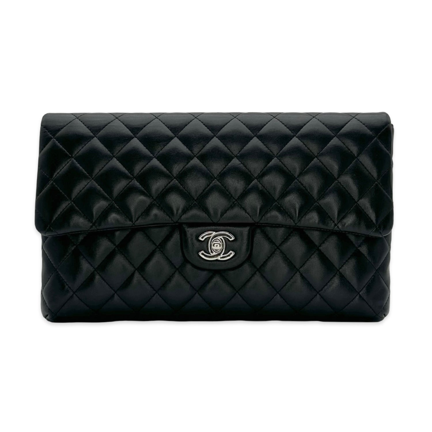 Chanel Quilted Lambskin CC Twist Lock Flap Clutch