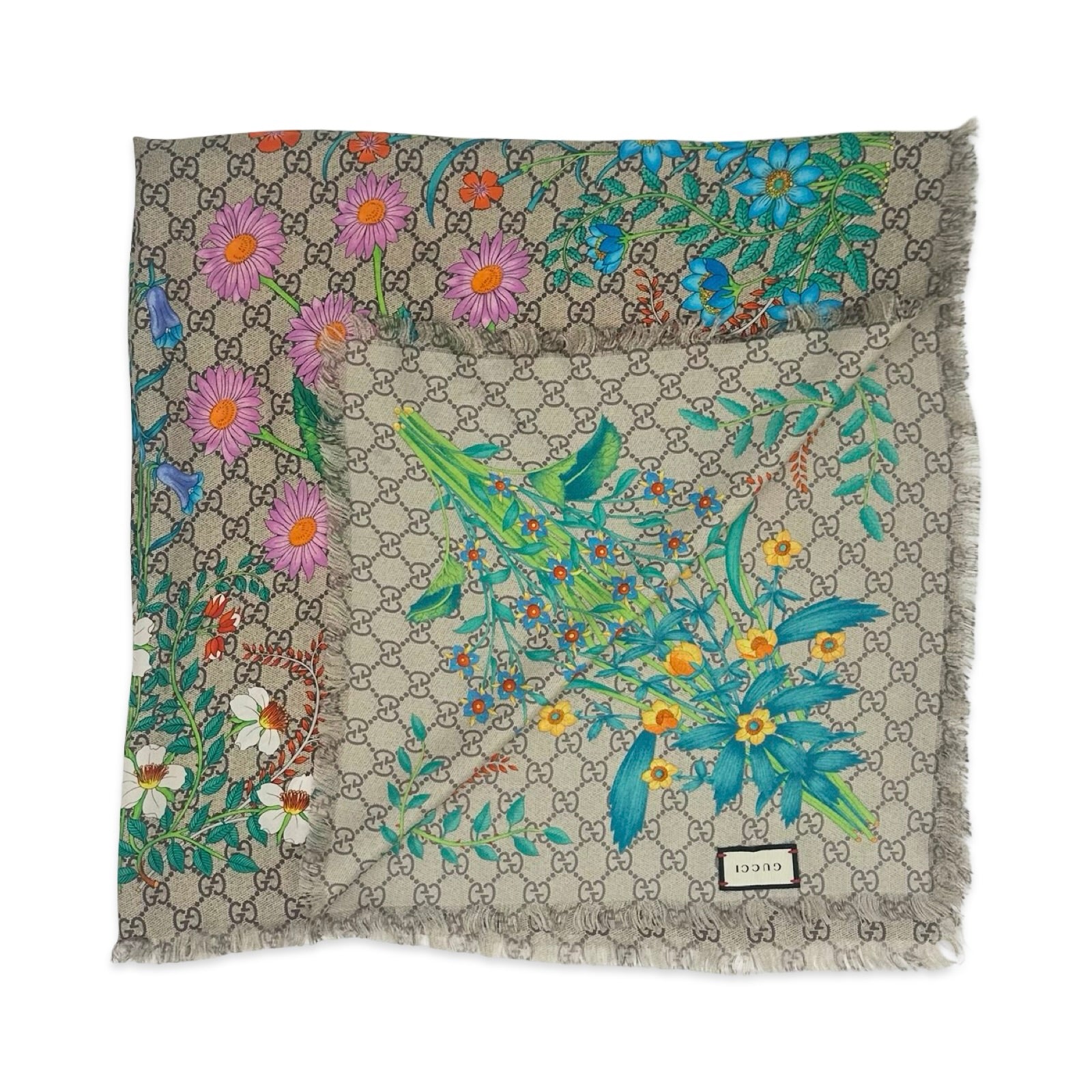 Gucci Silk GG Floral Scarf