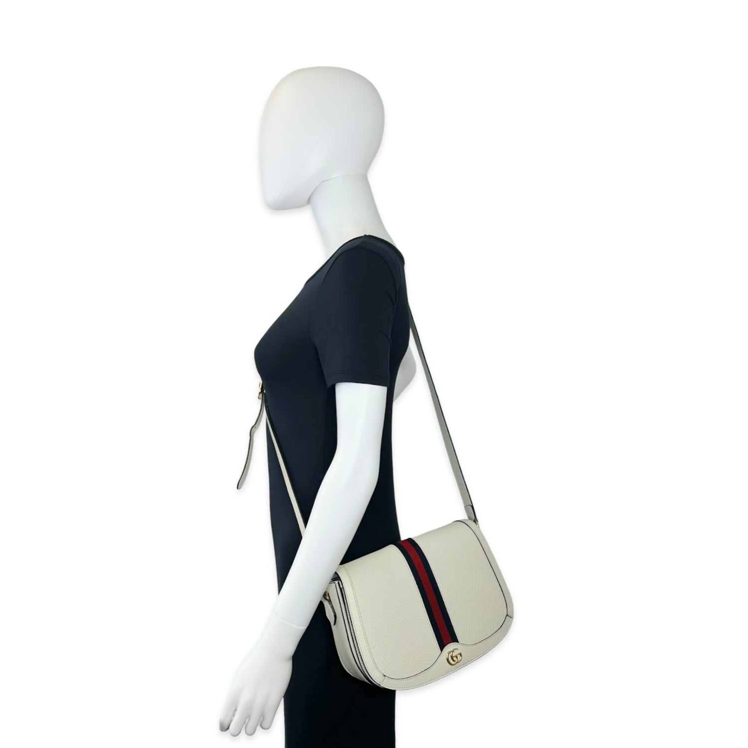 Gucci Grained Leather Ophidia Flap Crossbody