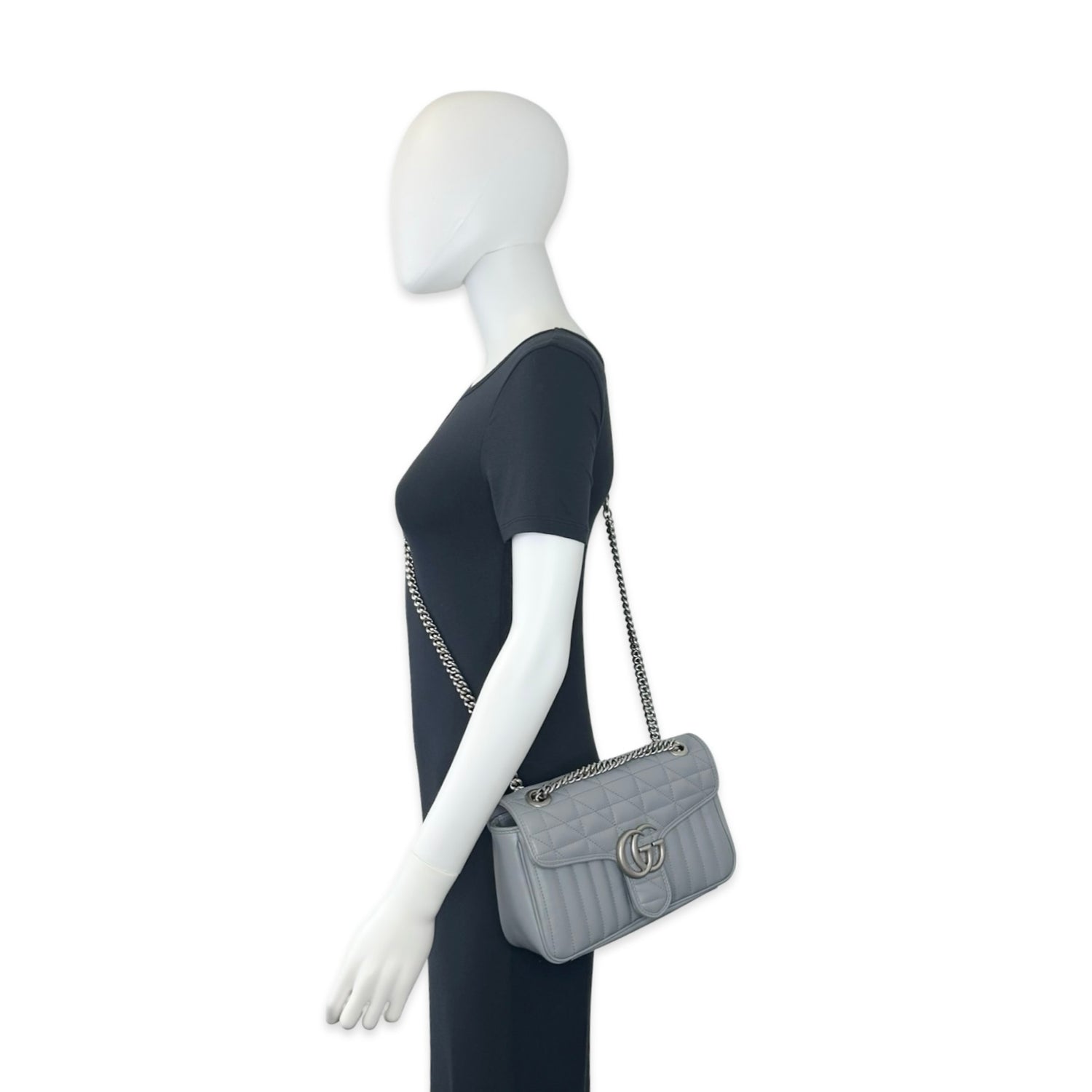 Gucci Quilted Leather Aria GG Marmont Flap Bag