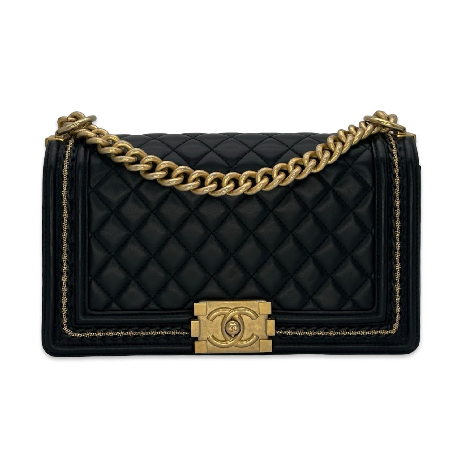 Chanel Quilted Lambskin Chain Around Medium Boy Bag