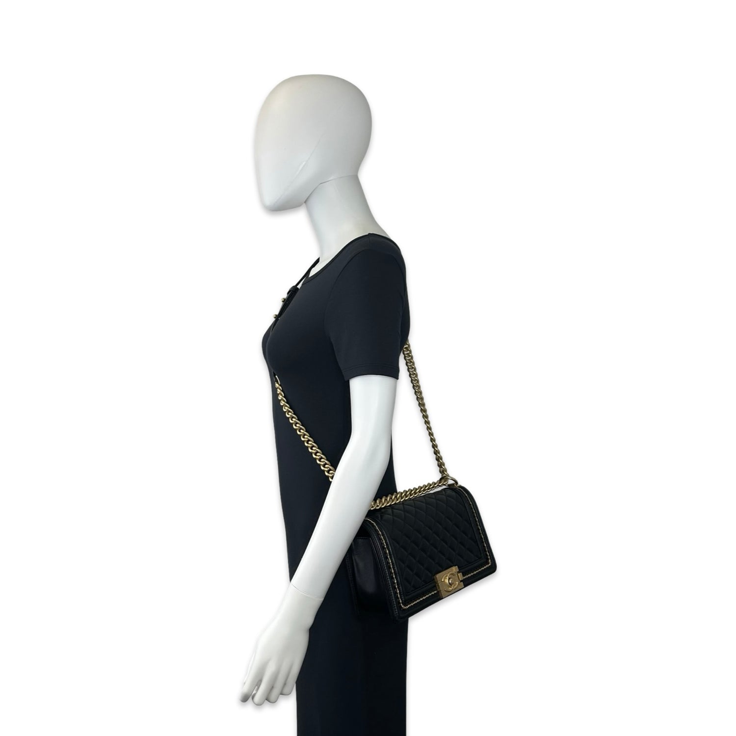 Chanel Quilted Lambskin Chain Around Medium Boy Bag