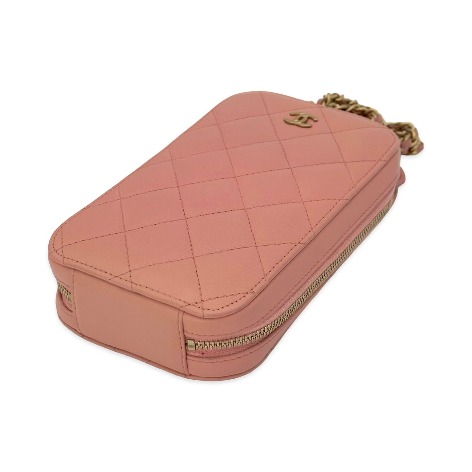 Chanel Quilted Lambskin Zip Phone Holder Crossbody