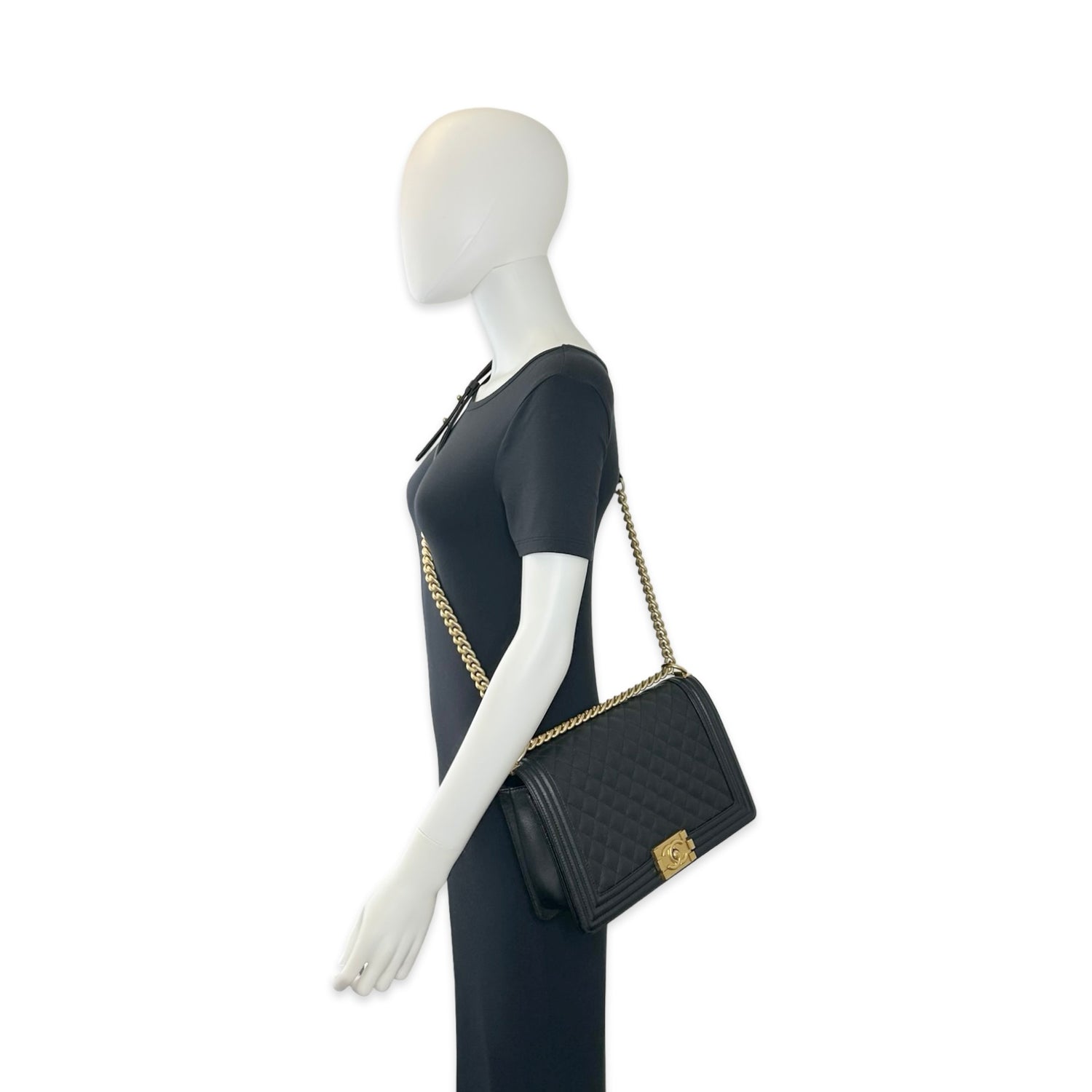 Chanel Quilted Caviar New Medium Boy Bag