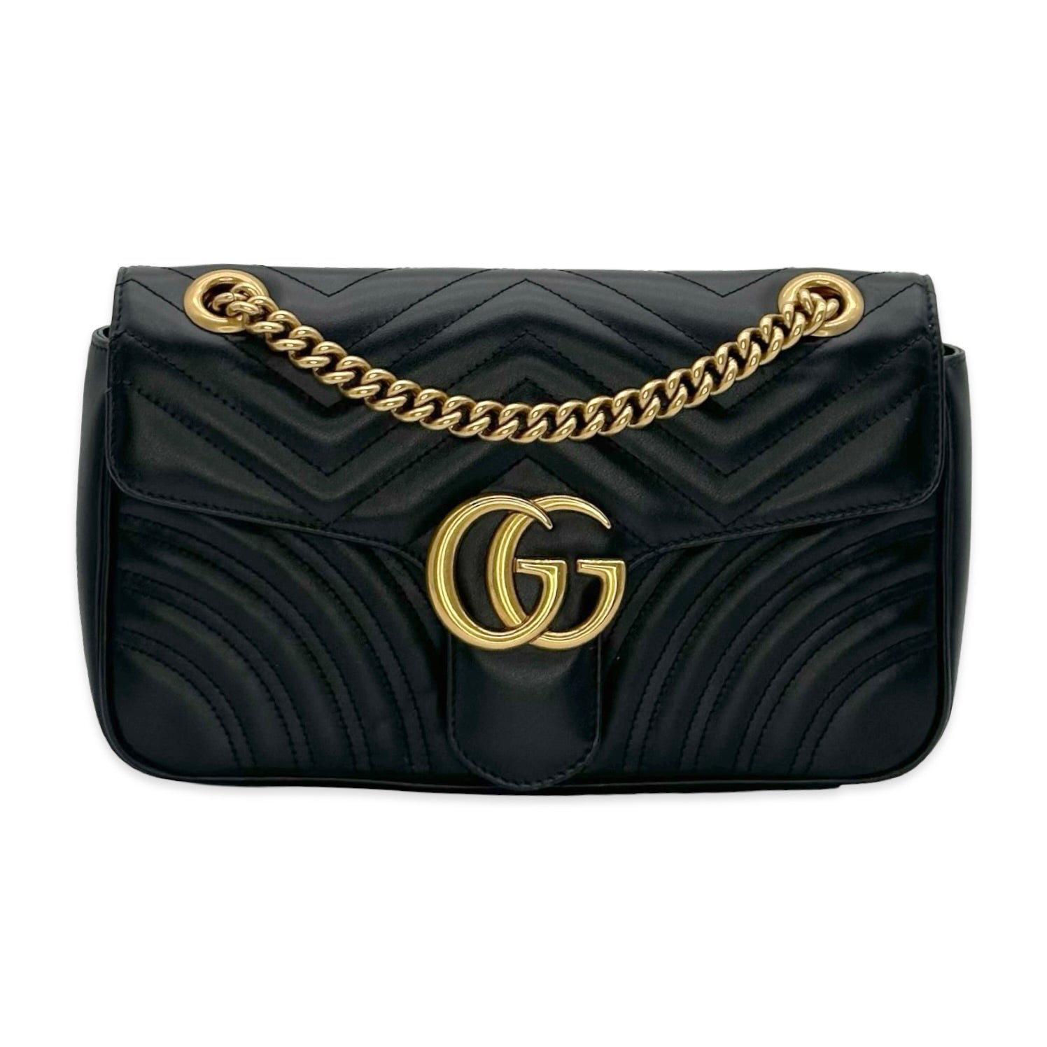 Gucci Quilted Calfskin GG Marmont Flap Shoulder Bag