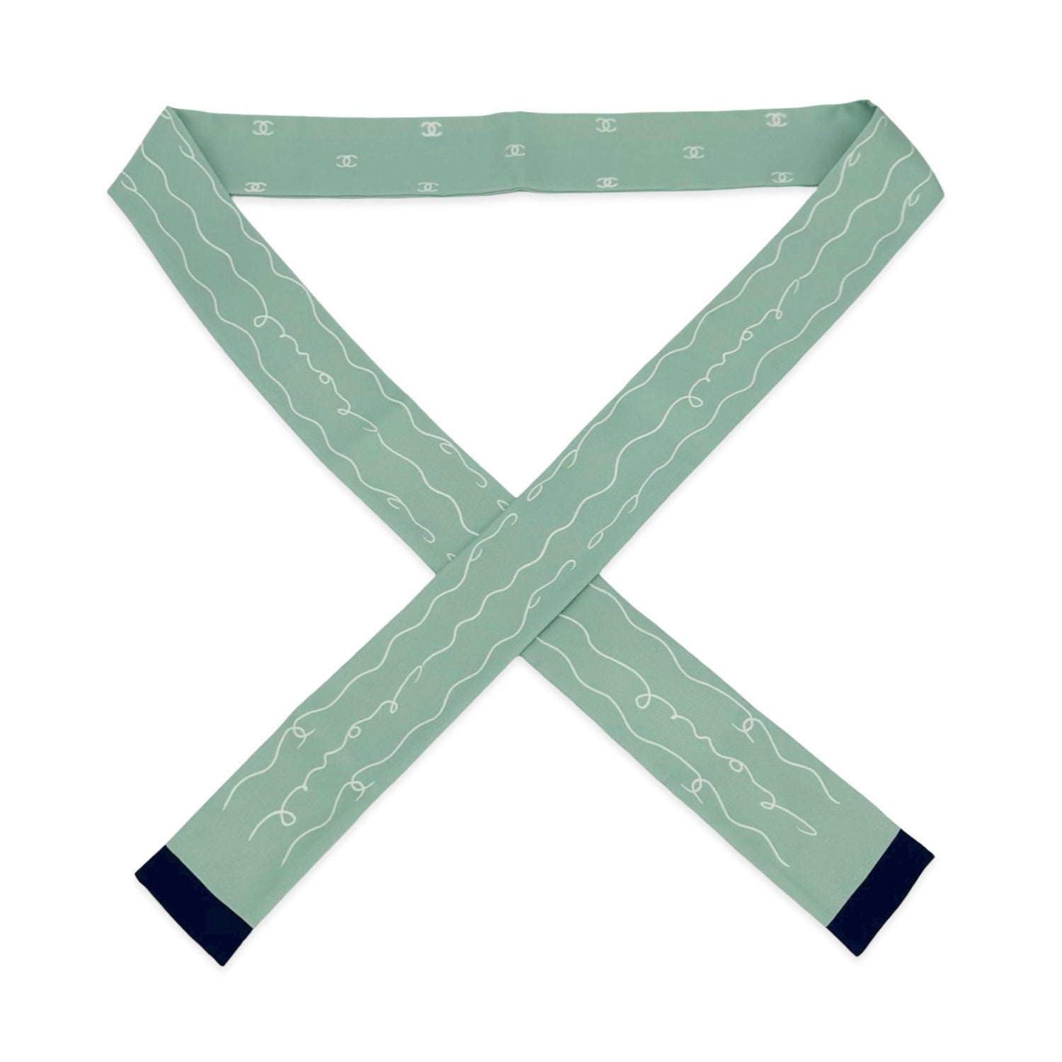 Chanel Silk Long Neck Scarf Slim Bandeau