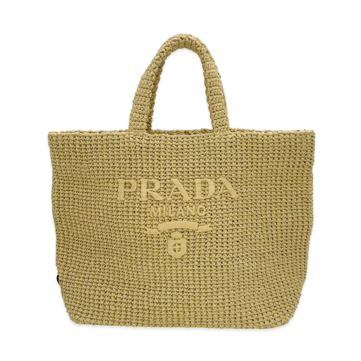 Prada Crochet Raffia Large Tote Bag
