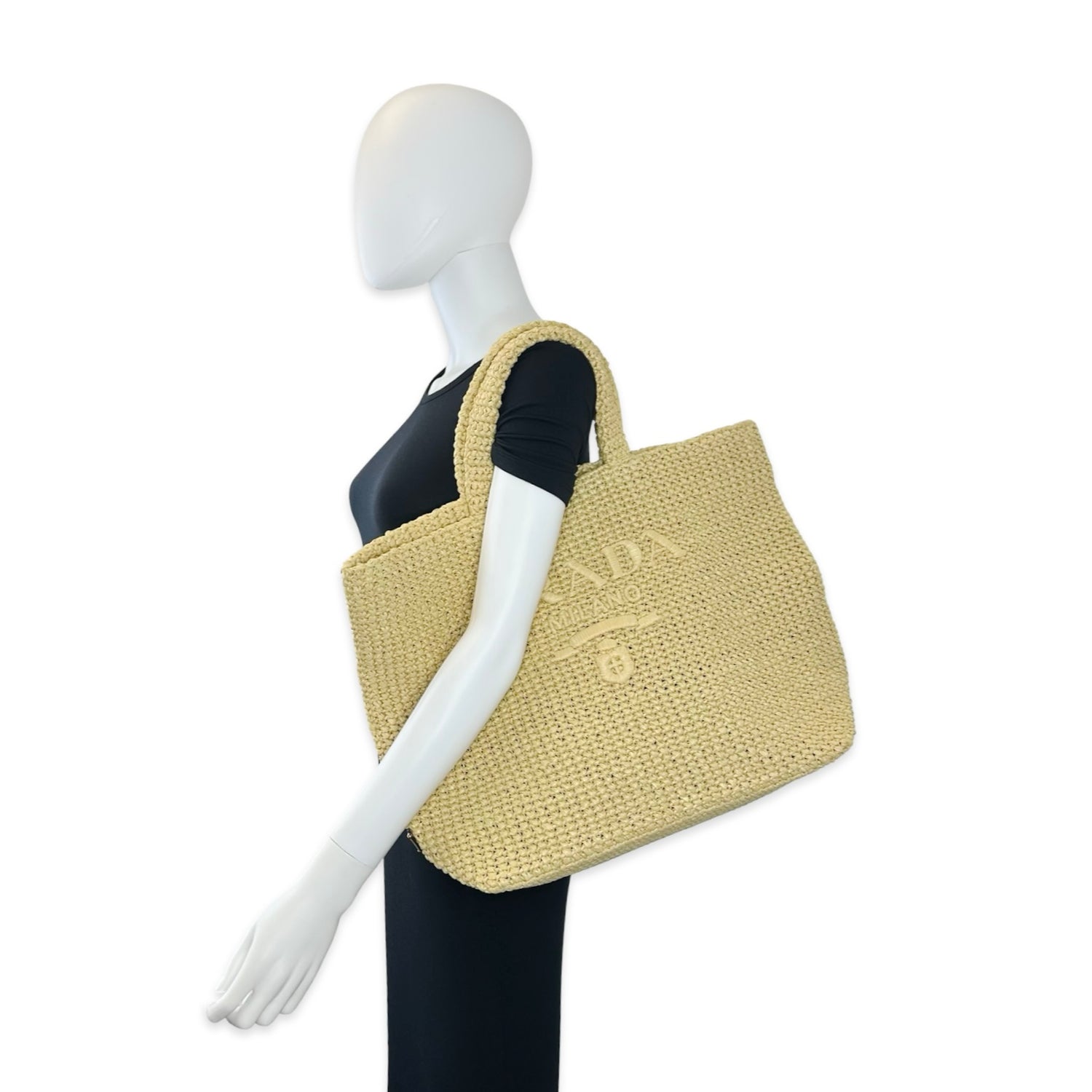 Prada Crochet Raffia Large Tote Bag