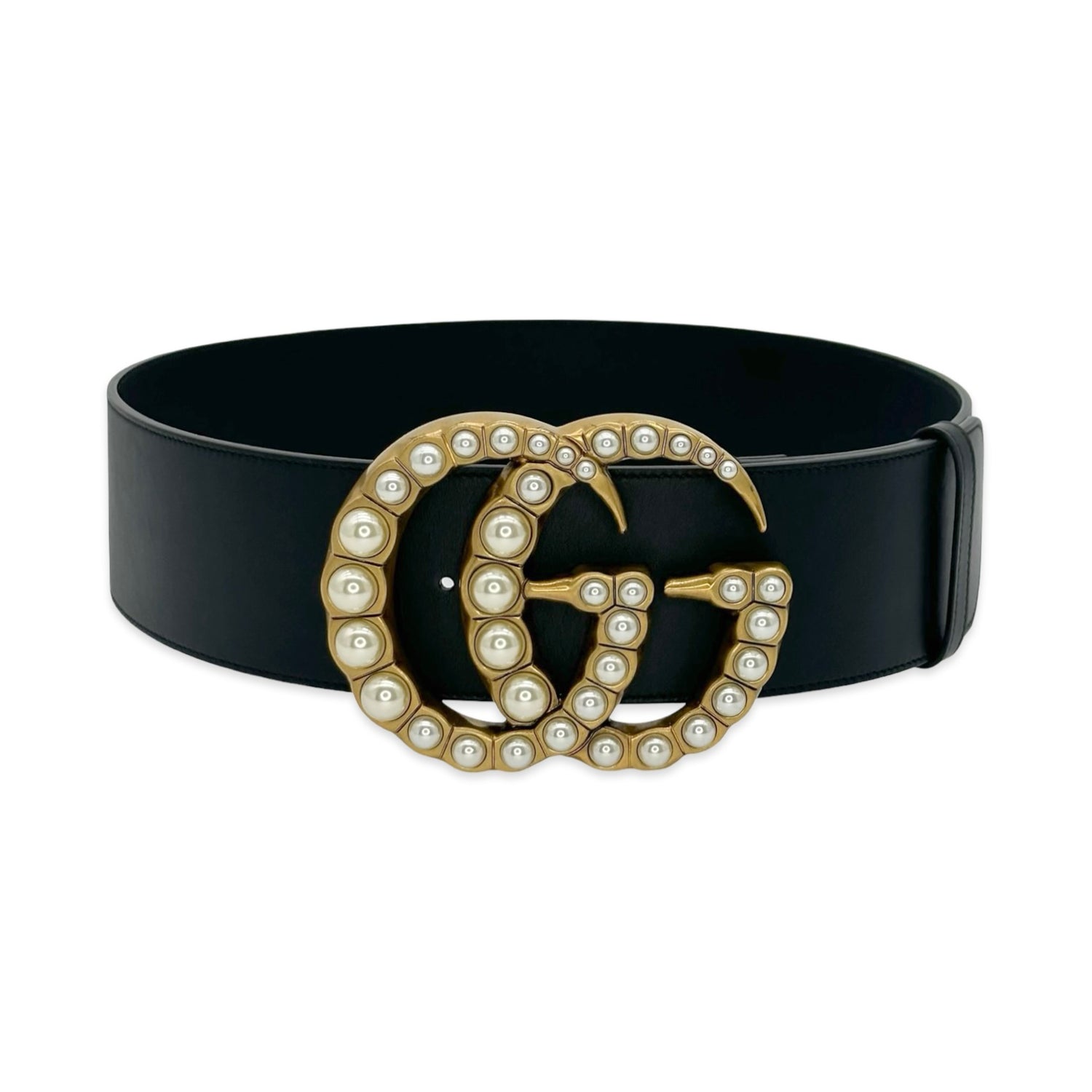 Gucci Calfskin Jumbo GG Marmont Pearl Wide Belt