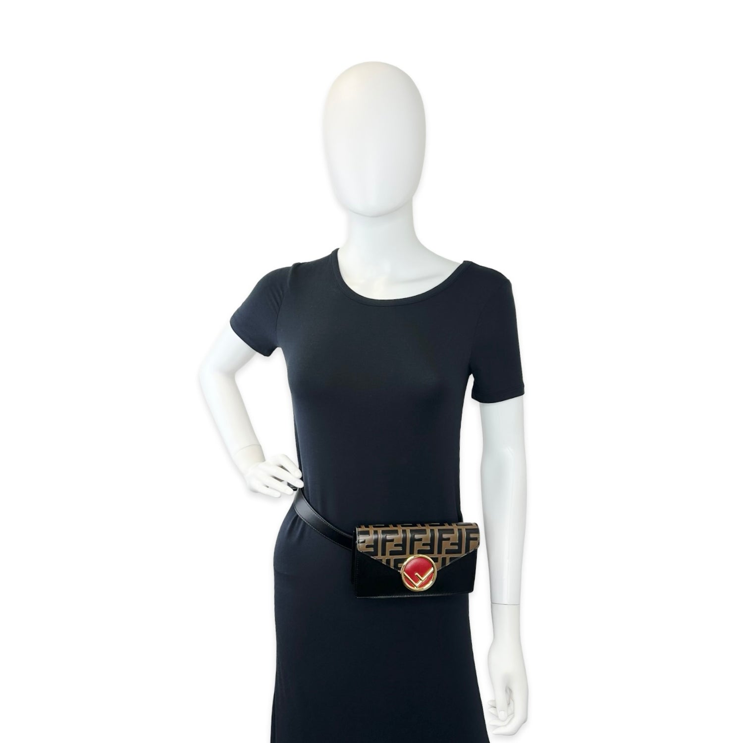 Fendi FF Embossed Envelope Belt Bag Chain Wallet