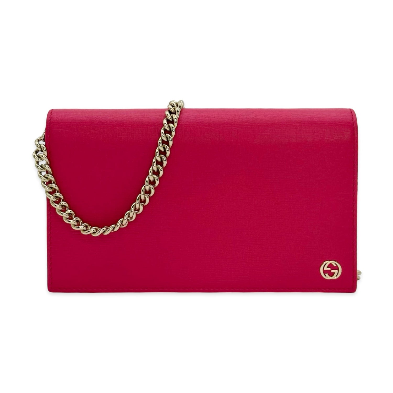 Grained Leather Interlocking GG Chain Wallet