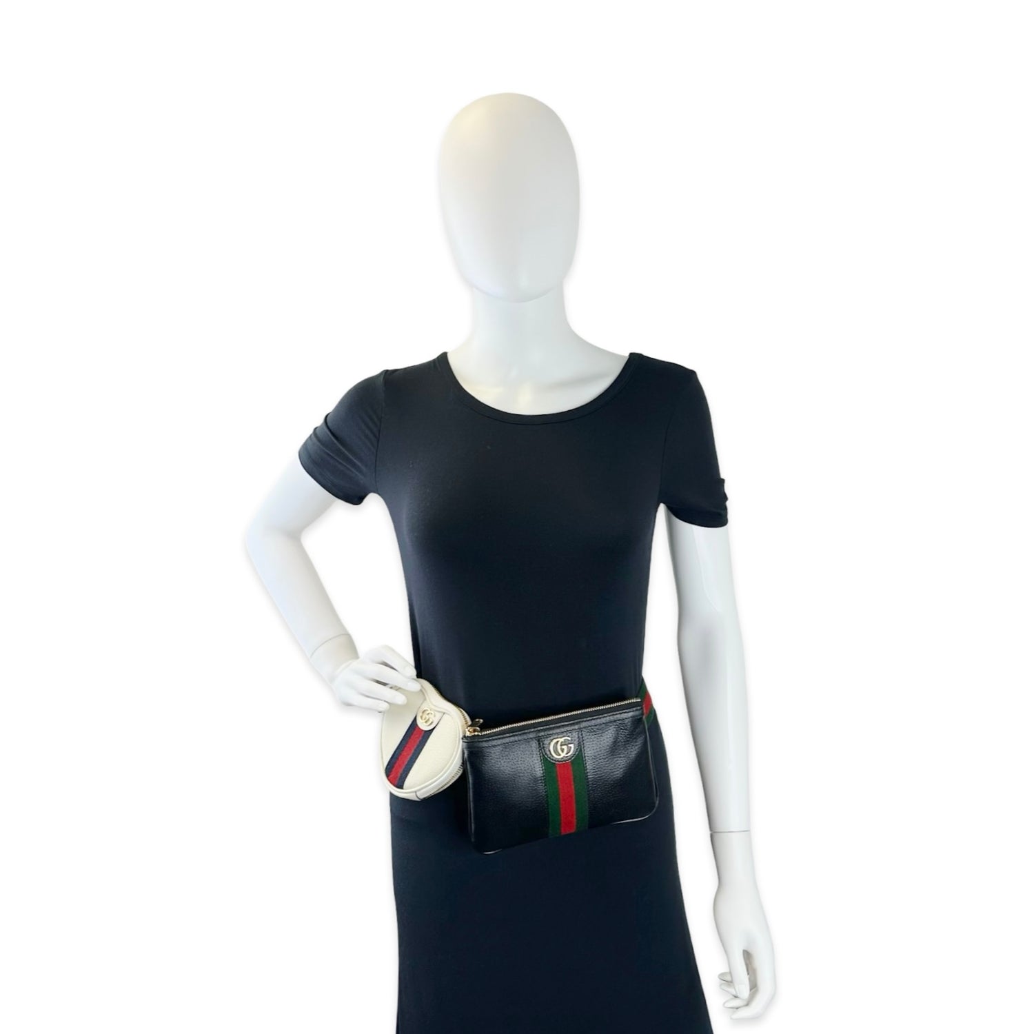 Gucci Calfskin Ophidia Double Heart Pouch Belt Bag