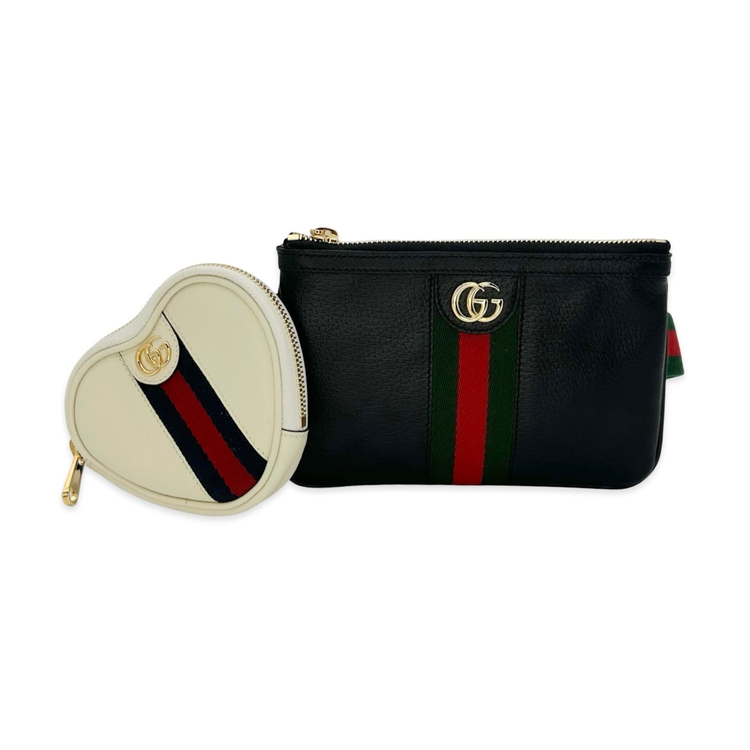 Gucci Calfskin Ophidia Double Heart Pouch Belt Bag
