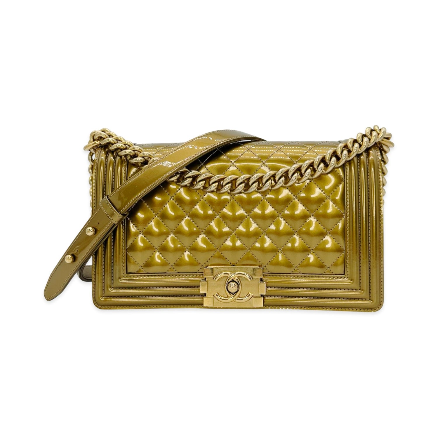Chanel Quilted Patent Medium Boy Bag
