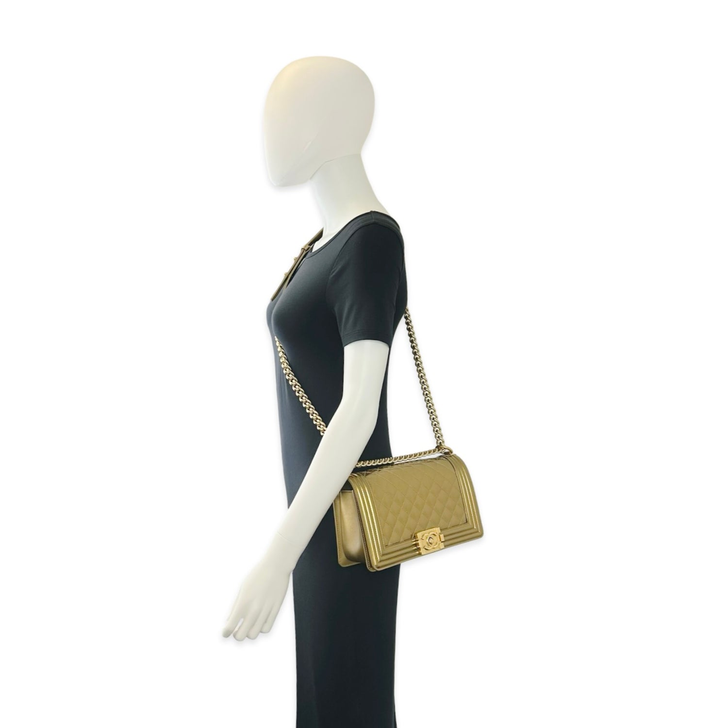 Chanel Quilted Patent Medium Boy Bag