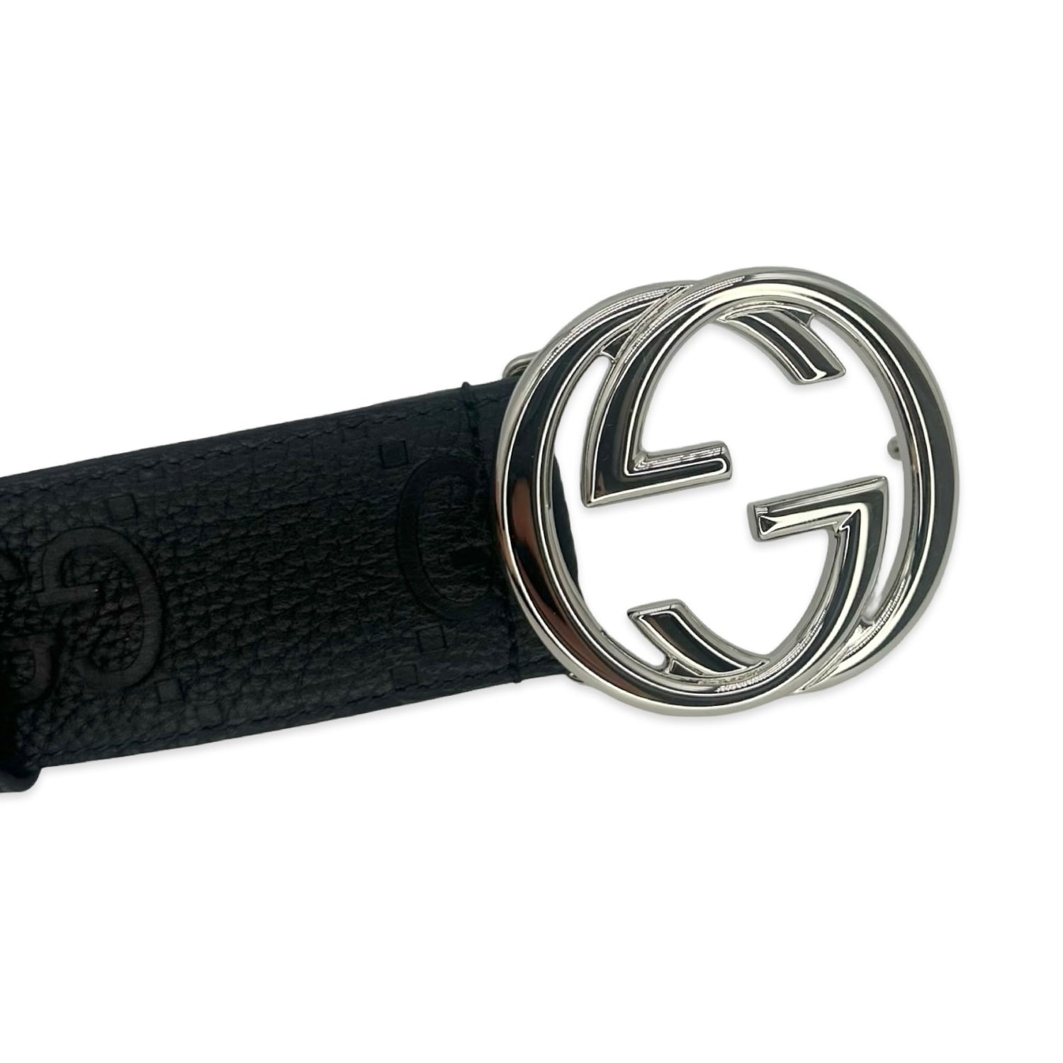 Gucci GG Embossed Leather Interlocking GG Belt