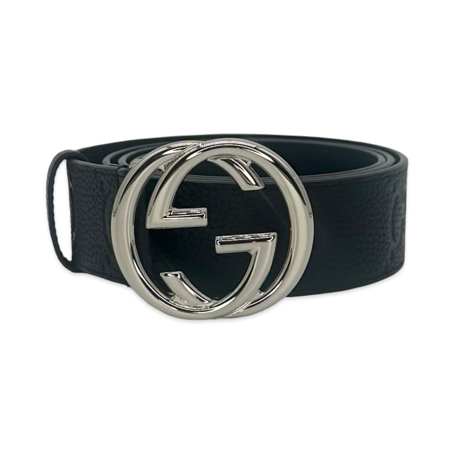 Gucci GG Embossed Leather Interlocking GG Belt
