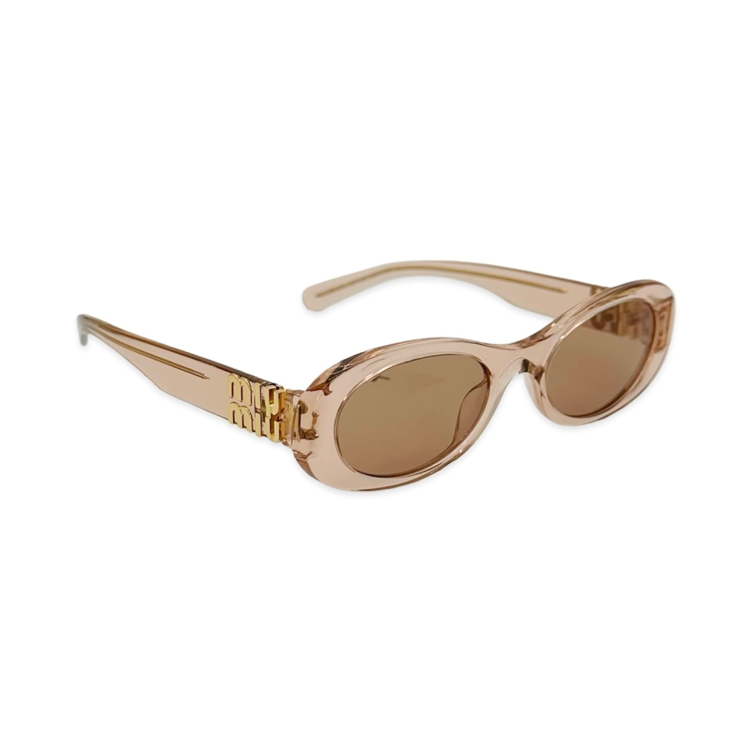 Miu Miu Acetate Transparent Oval Logo Sunglasses