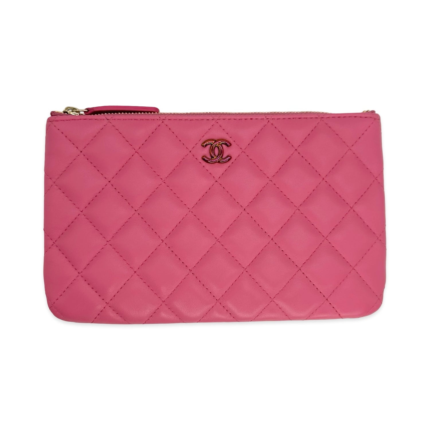 Quilted Lambskin Small O Case Zipped Pouch