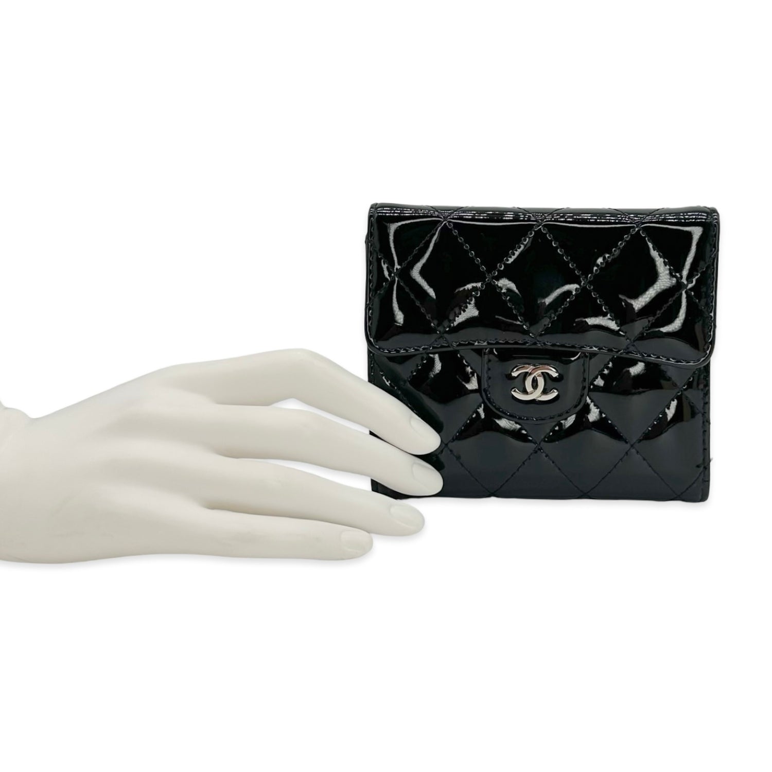Chanel Quilted Patent Leather Classic Compact Wallet