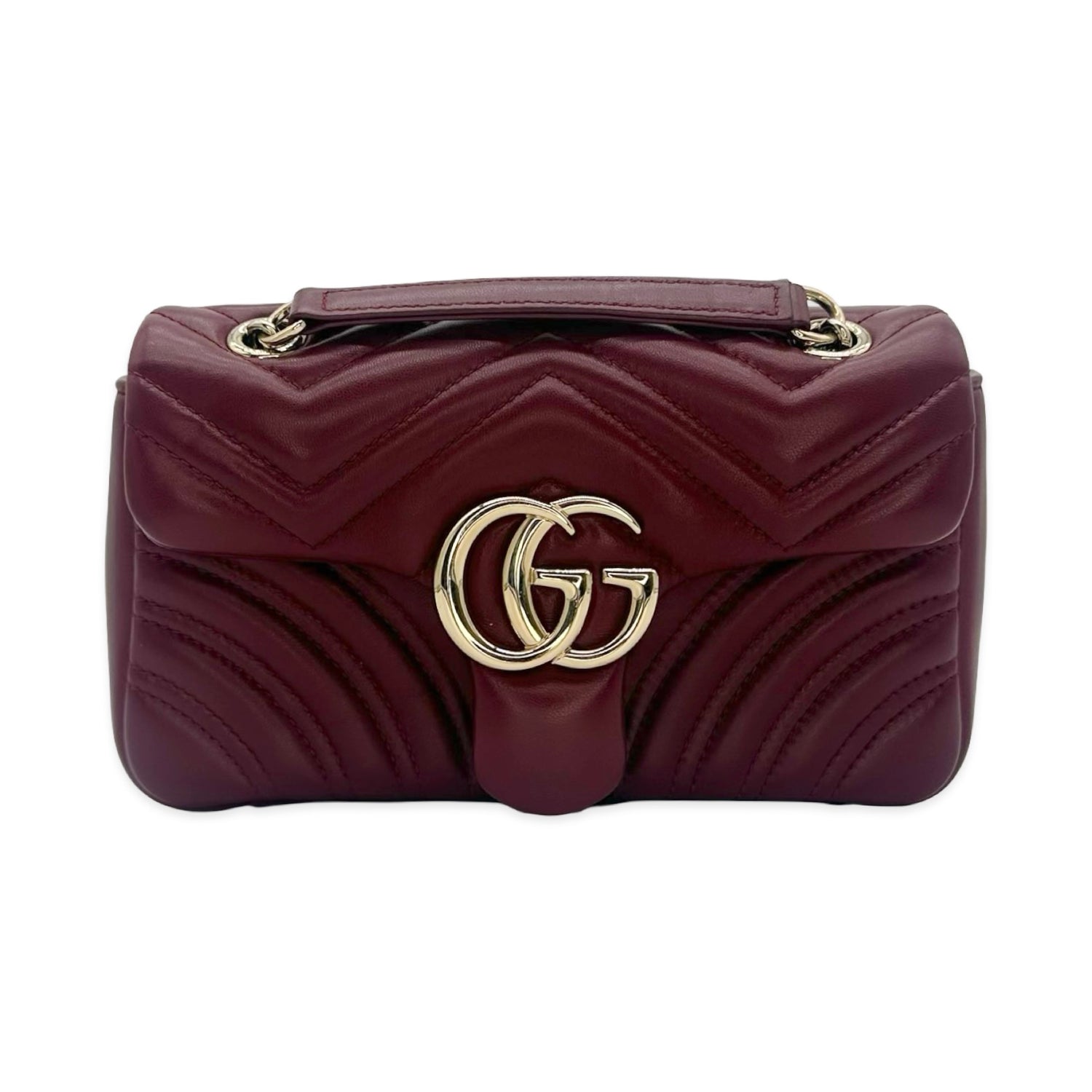 Gucci Quilted Lambskin Matelasse GG Marmont Small Chain Flap Bag
