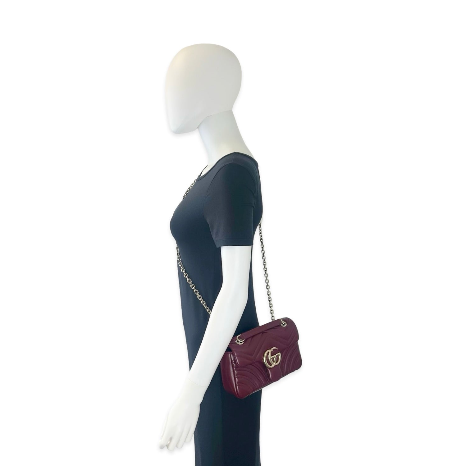 Gucci Quilted Lambskin Matelasse GG Marmont Small Chain Flap Bag