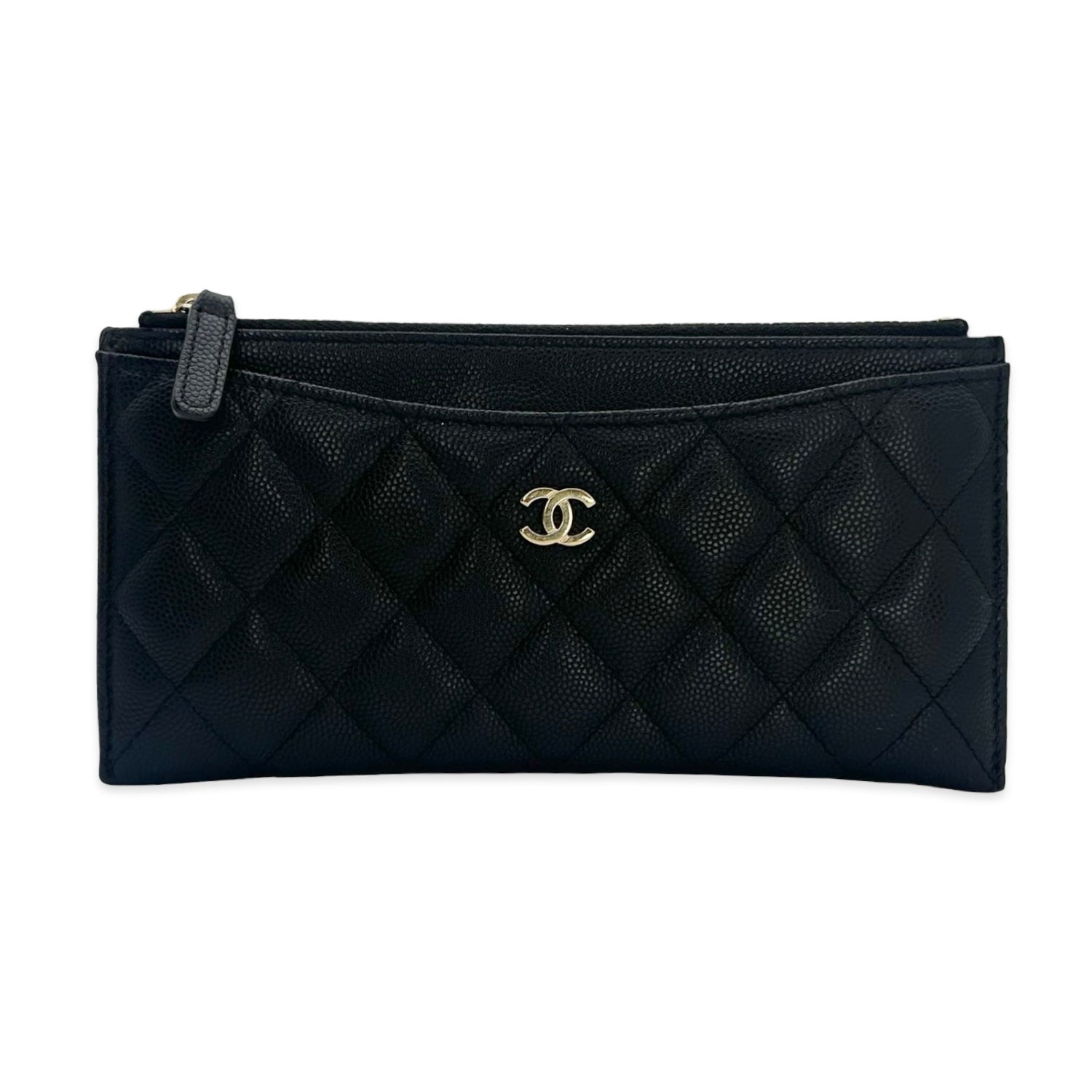 Chanel Quilted Caviar Classic Zip Long Card Holder