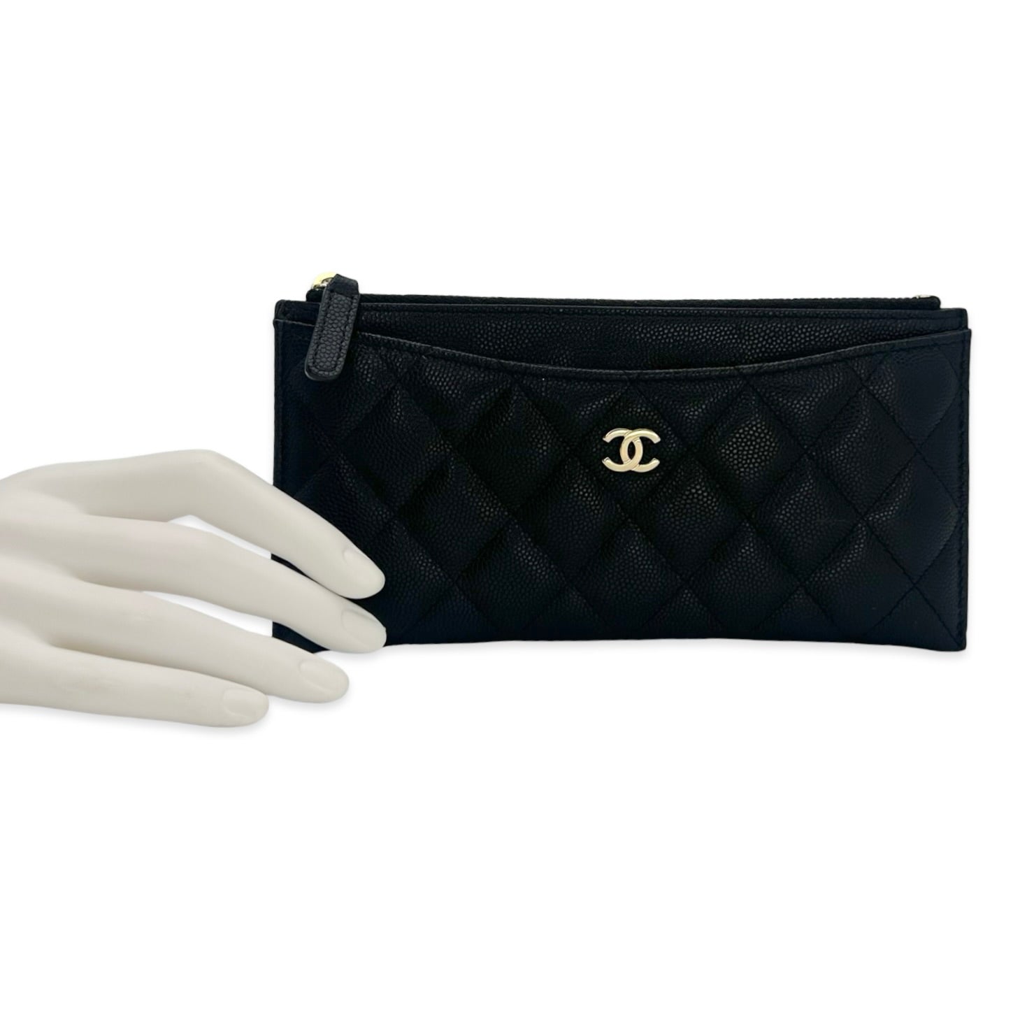 Chanel Quilted Caviar Classic Zip Long Card Holder