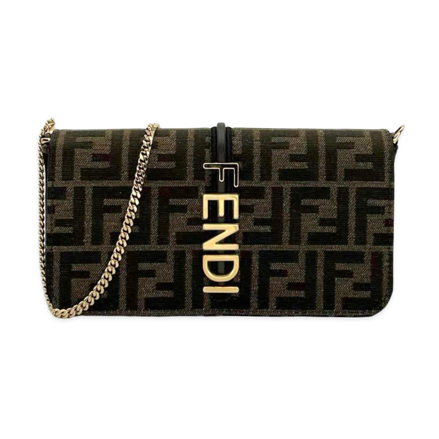 Fendi FF Canvas Jacquard Fendigraphy Chain Wallet