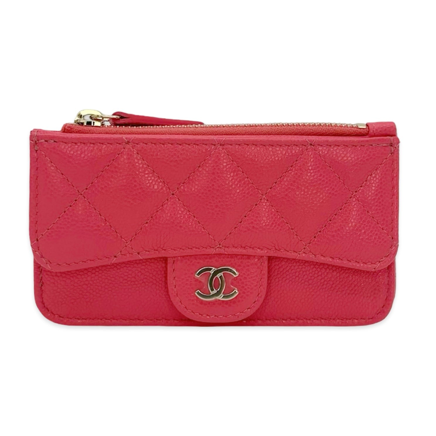 Chanel Quilted Caviar Zip Flap Card Holder