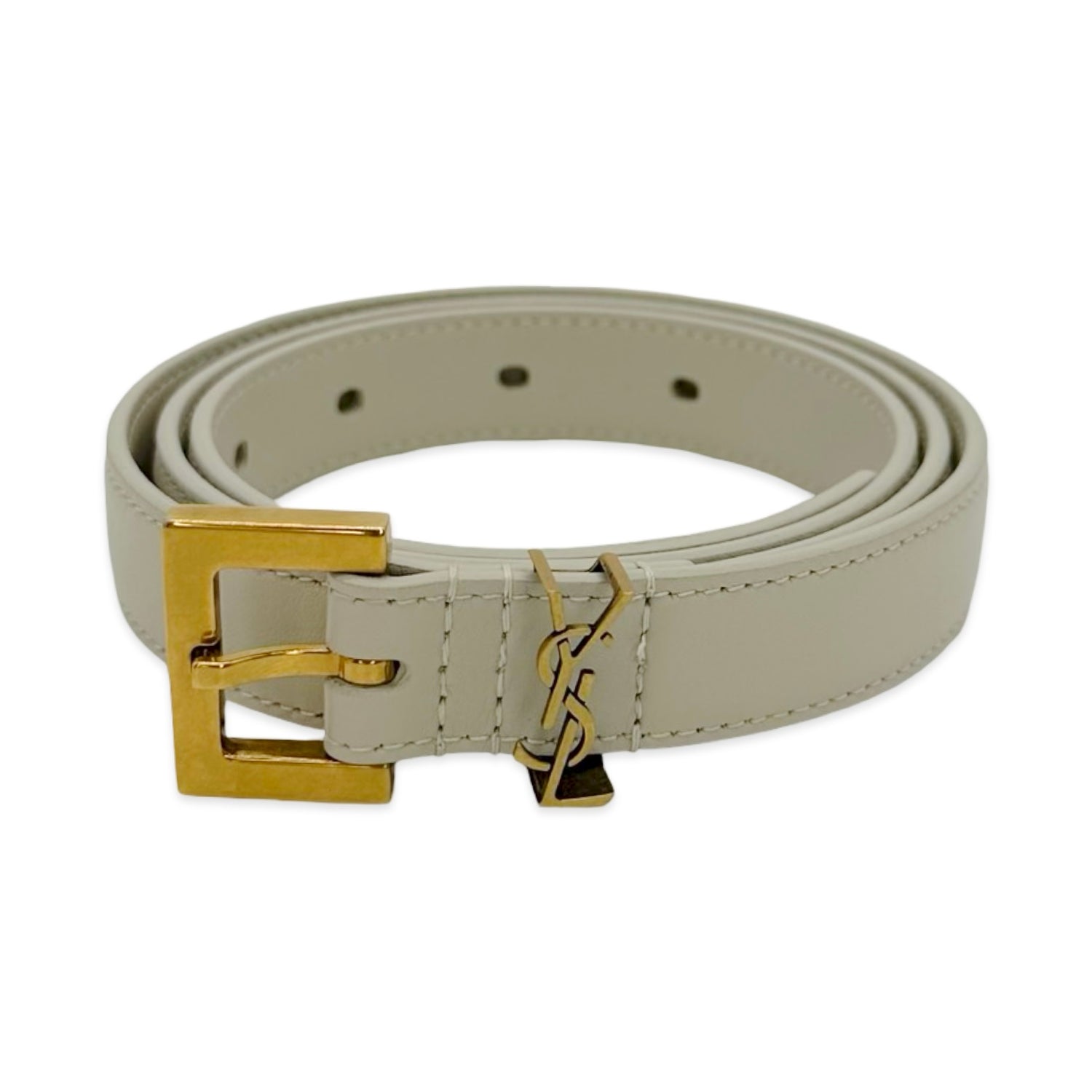 Saint Laurent Calfskin Thin Monogram Belt