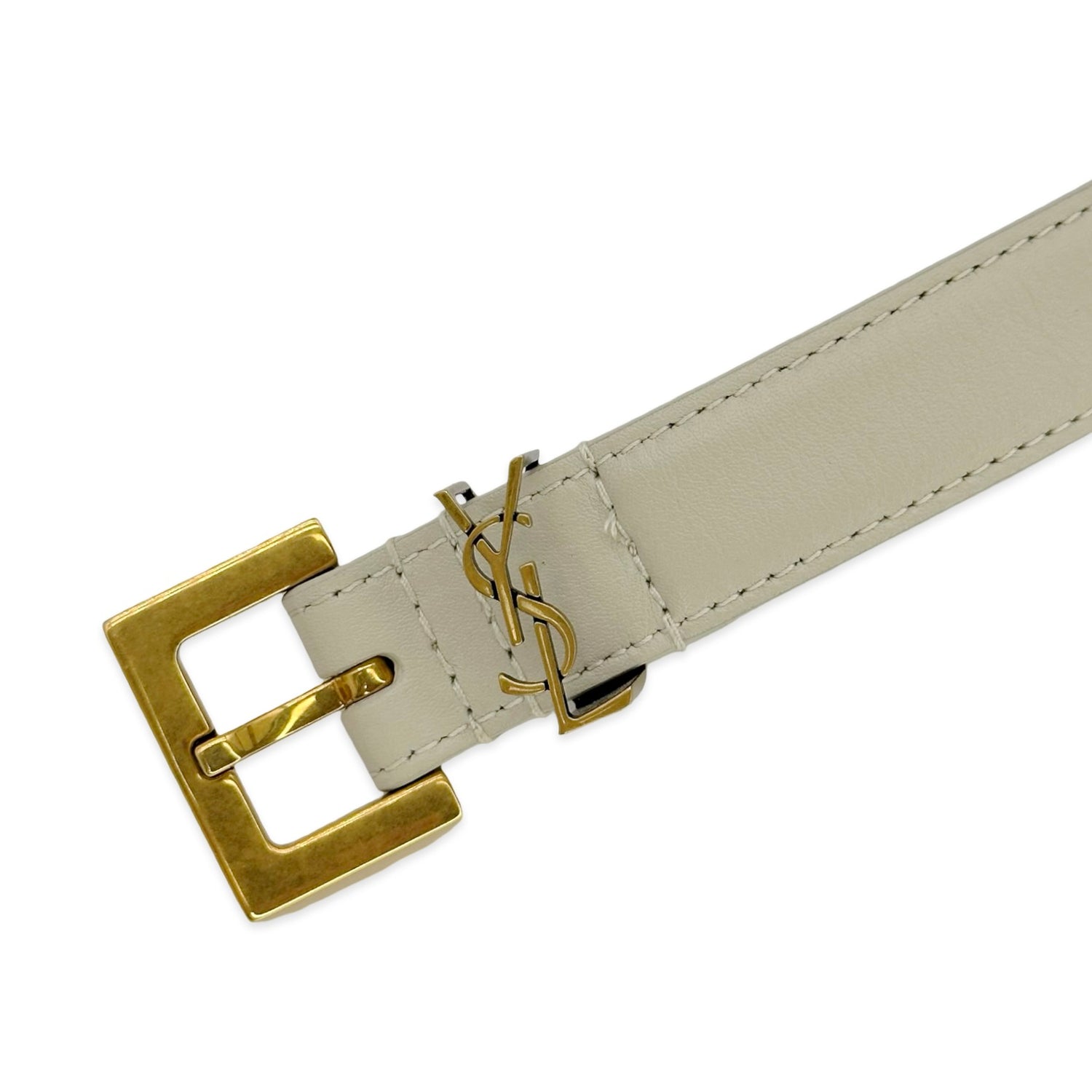 Saint Laurent Calfskin Thin Monogram Belt