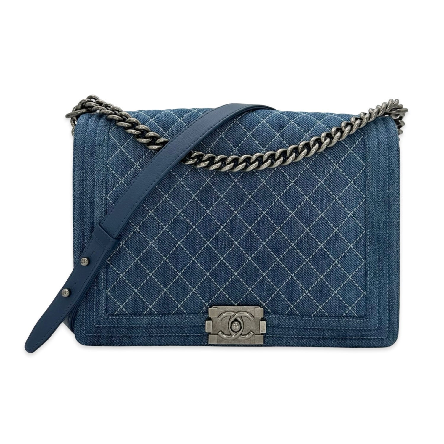 Chanel Quilted Denim Large Boy Bag