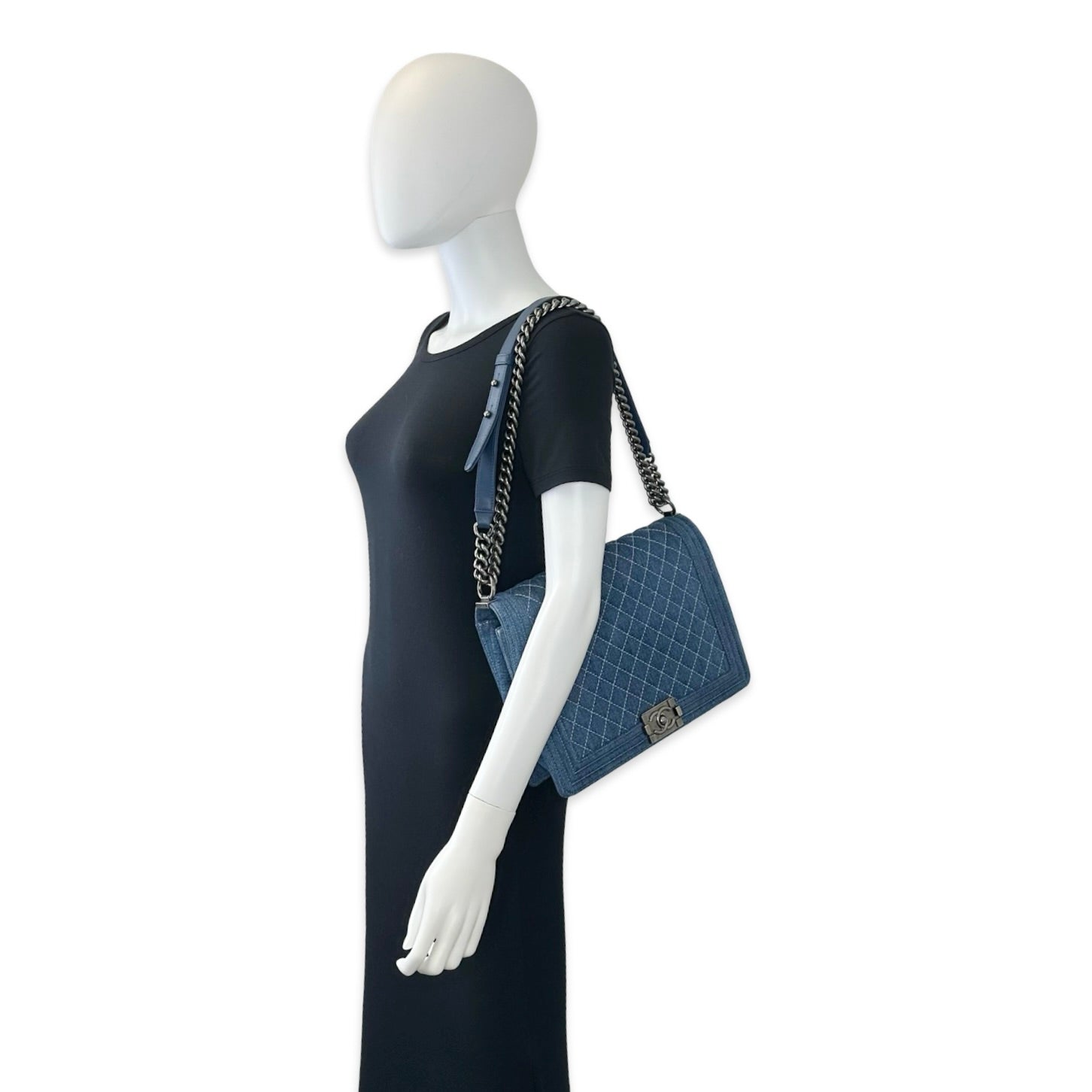 Chanel Quilted Denim Large Boy Bag