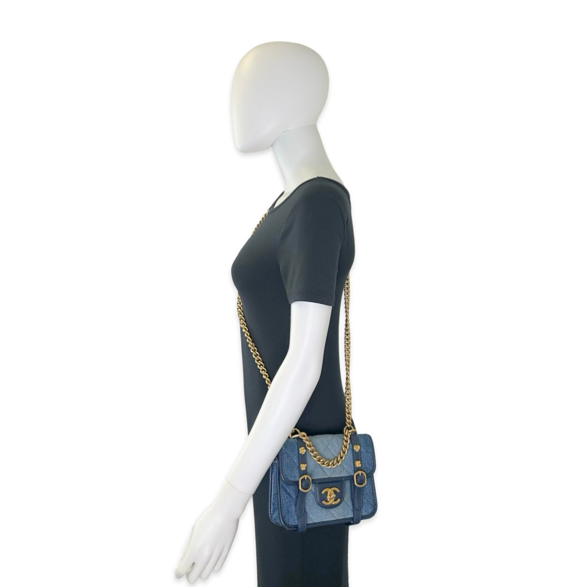 Chanel Quilted Denim Mini Lucky Charms Messenger Flap