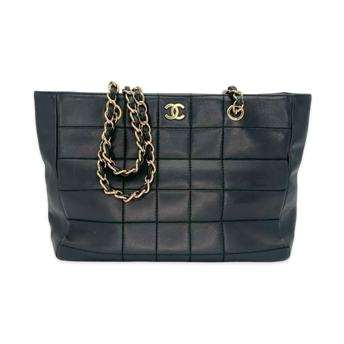 Chanel Chocolate Bar Quilted Lambskin Shopping Tote