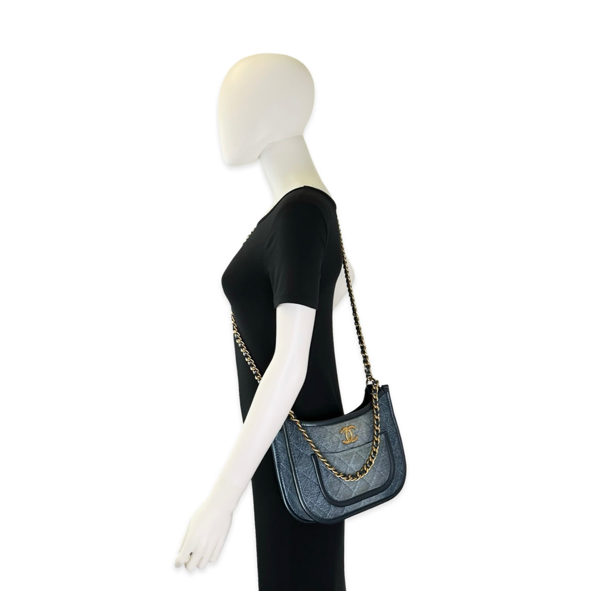 Chanel Quilted Denim CC Hobo