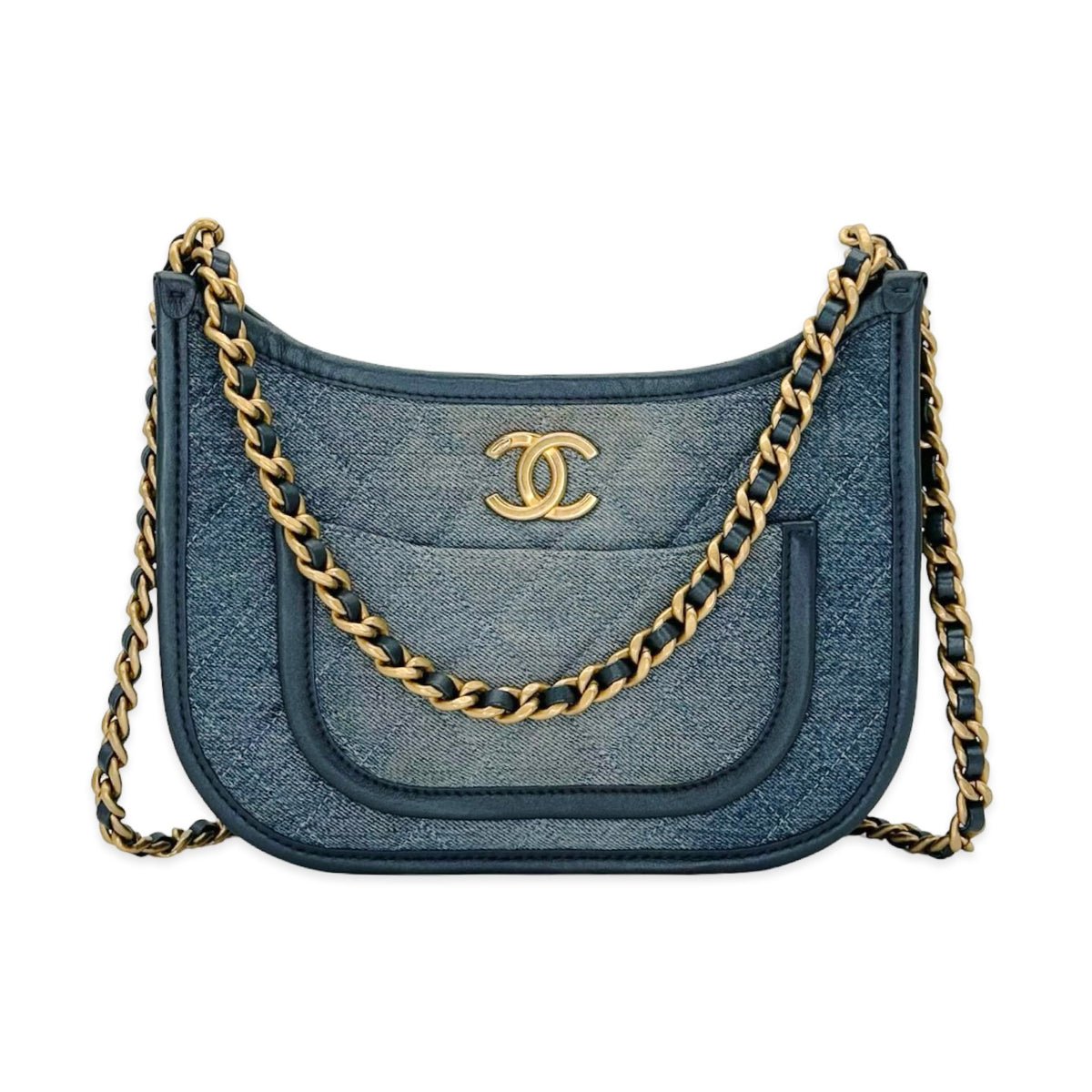 Chanel Quilted Denim CC Hobo