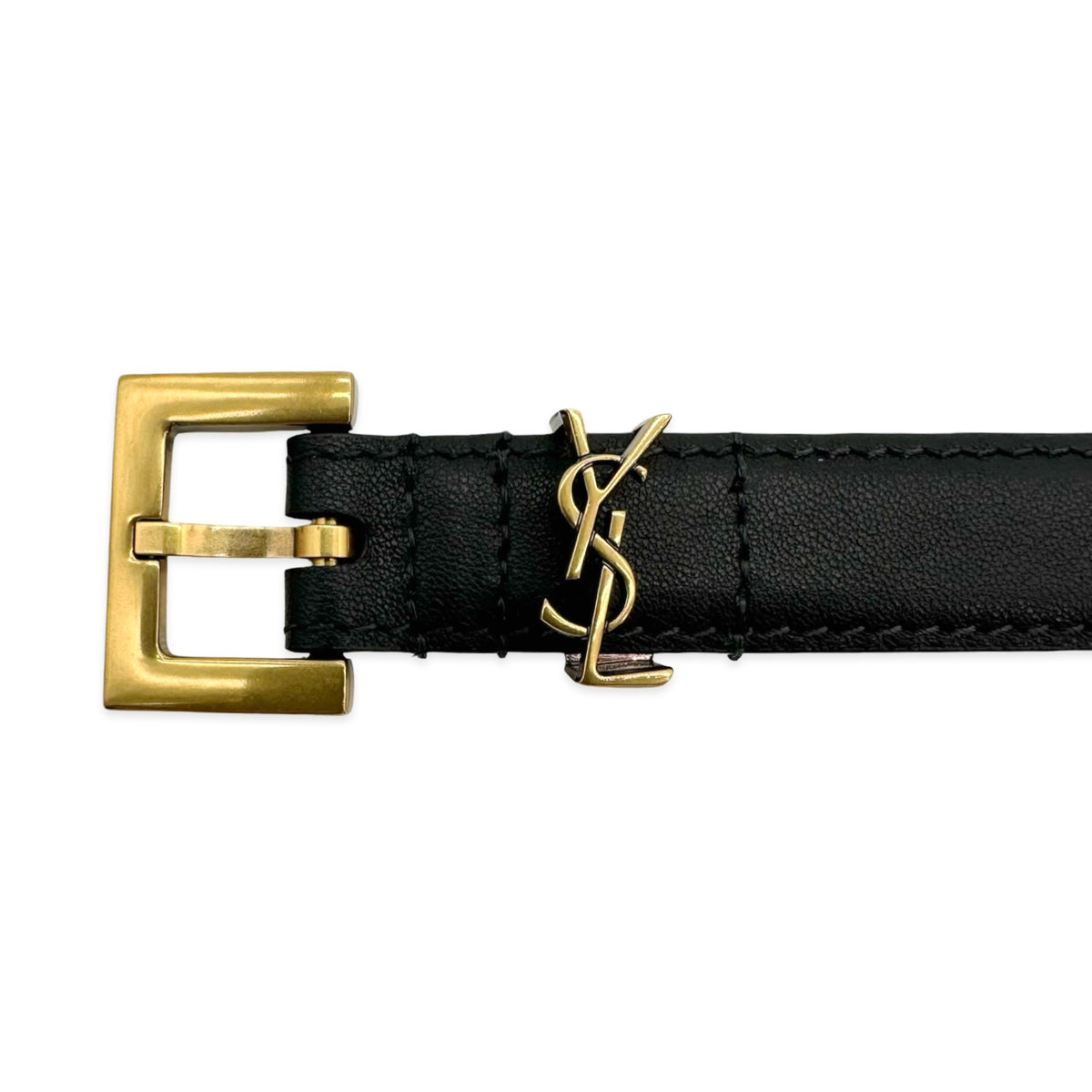 Saint Laurent Calfskin Cassandre Slim Belt