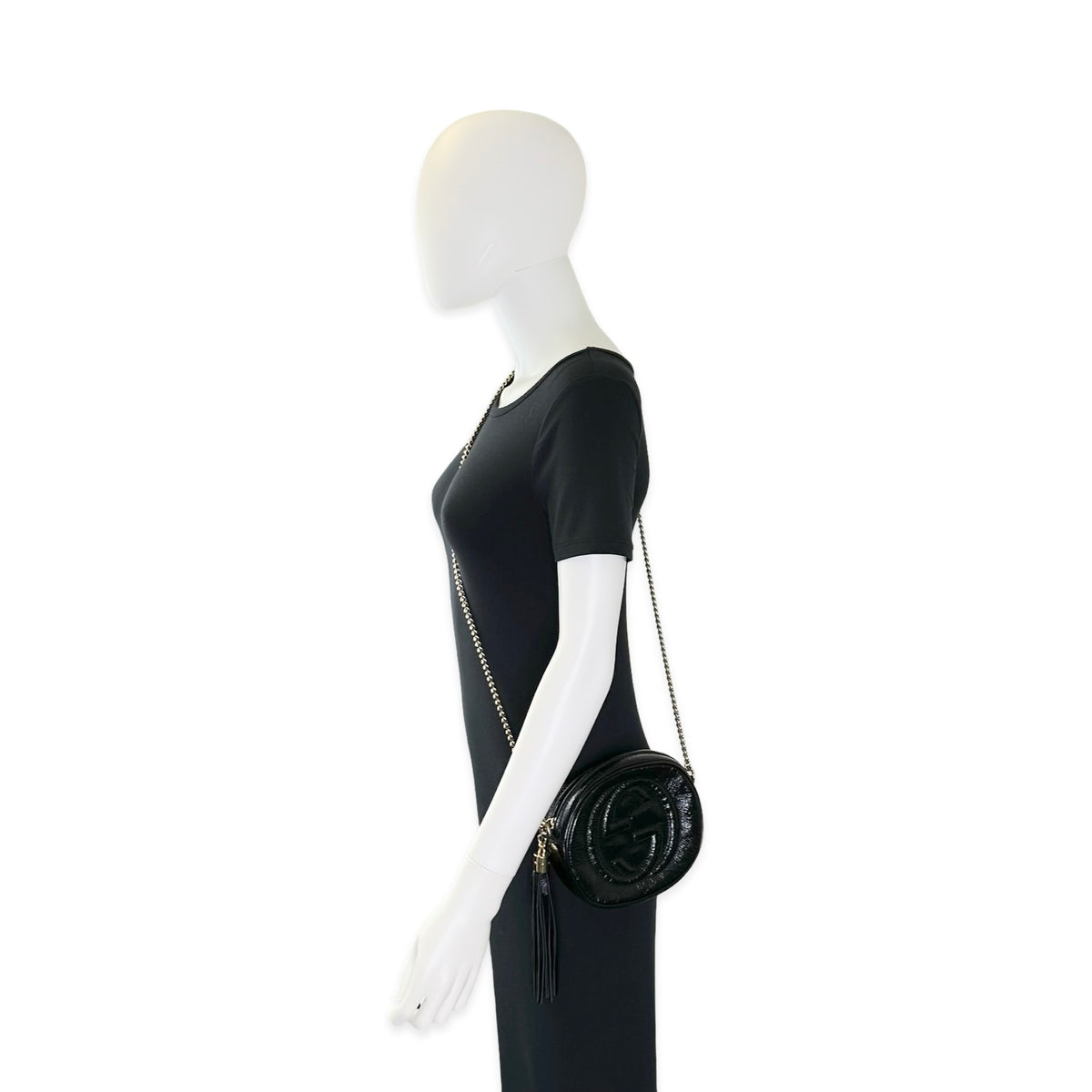 Gucci Patent Calfskin Soho Disco Chain Oval Shoulder Bag