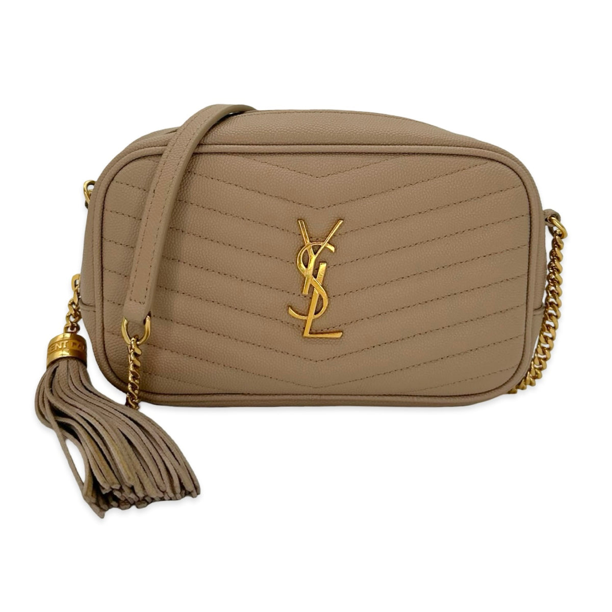 Saint Laurent Quilted Grain de Poudre Mini Lou Camera Bag