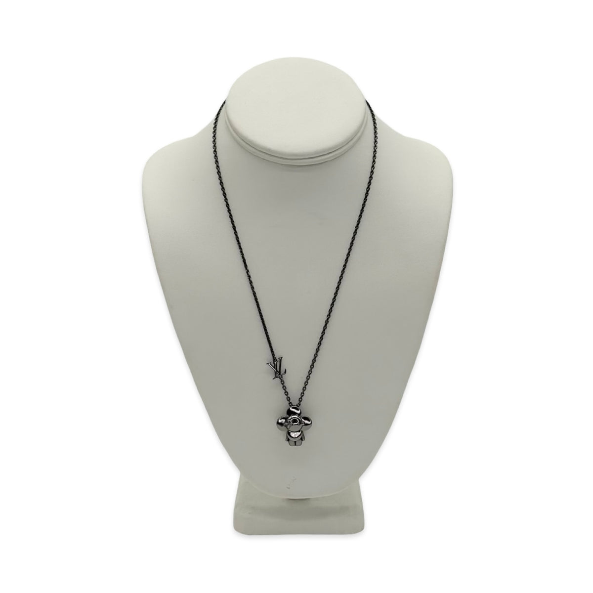 Louis Vuitton Gunmetal Vivienne Pendant Necklace